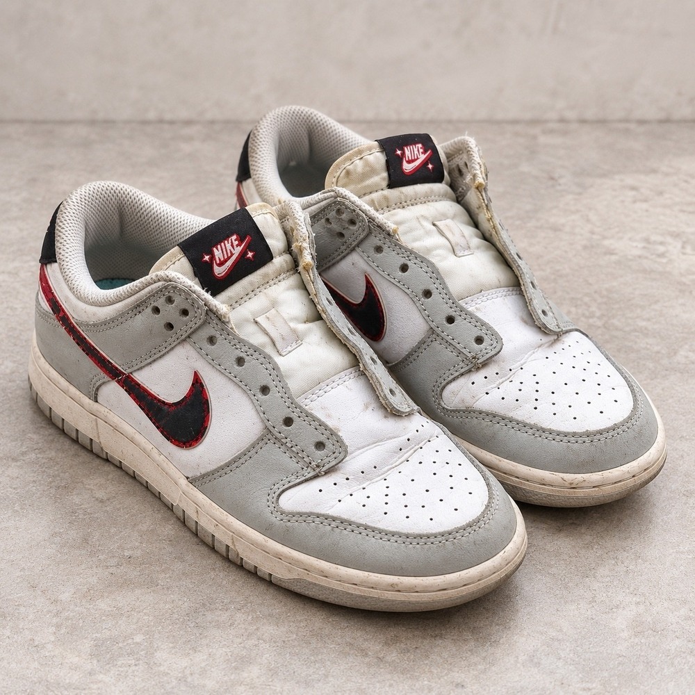 Nike Dunk Low GS Grey Red White DH9765-001 Kids Size 4.5Y Sneakers